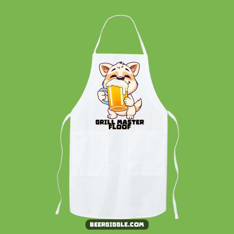 Funny Dog Apron - Happy Chugging Pup Kitchen Accessory for Beer Lovers