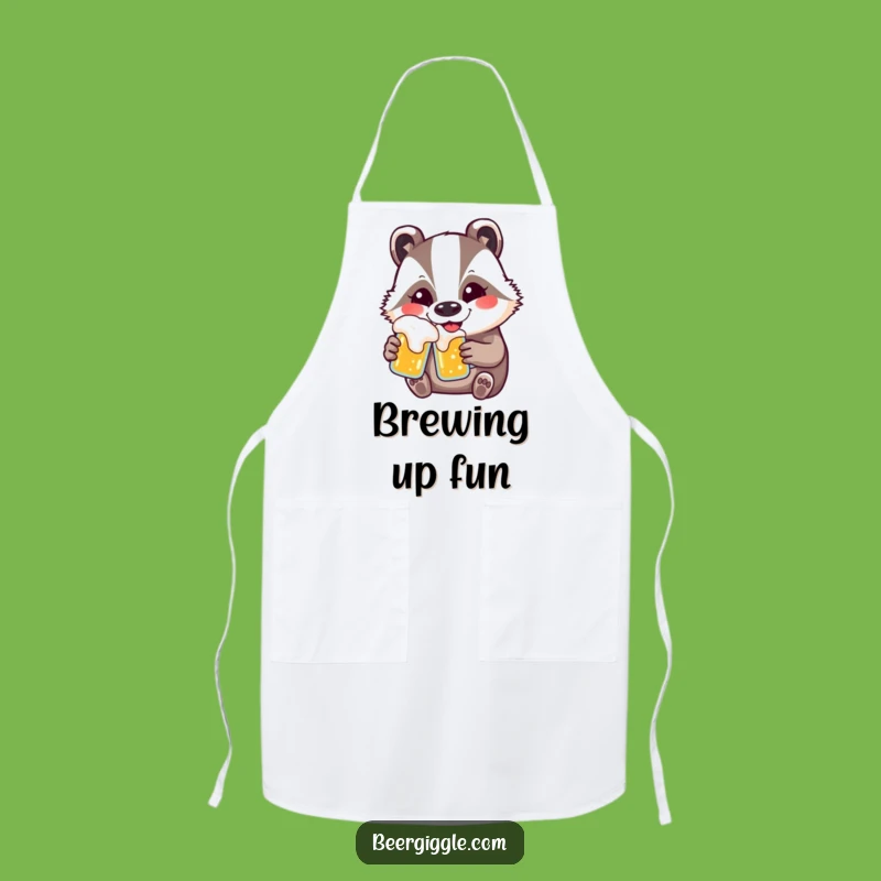 Funny Kawaii Badger Beer Apron - Kitchen Fun Gift