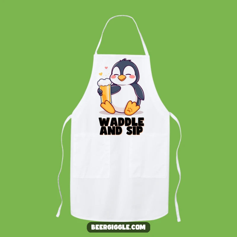 Funny Kawaii Penguin Beer Apron - Kitchen Chill & Hilarious Gift!