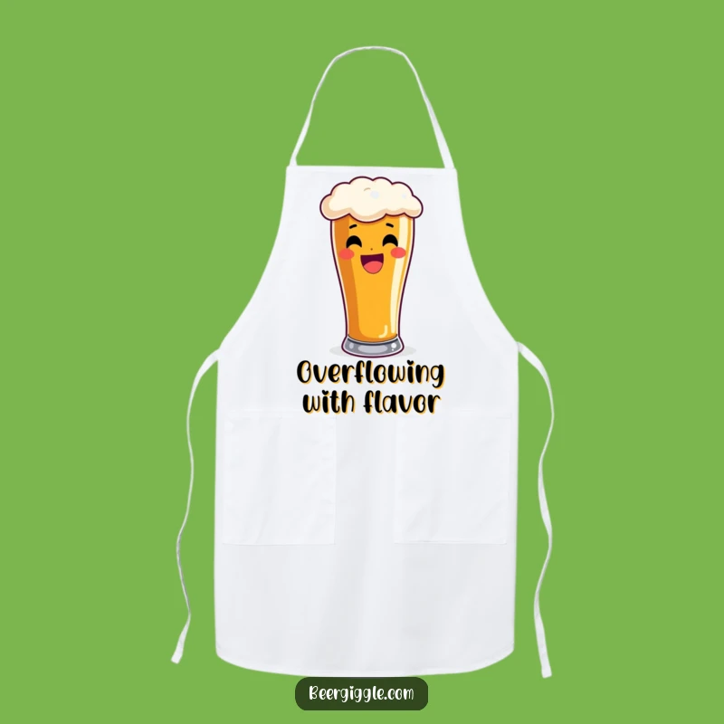 Funny Pint Glass Overflowing Beer Apron - Kitchen Humor for Beer Lovers