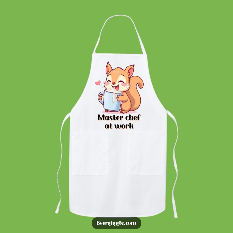 Funny Kawaii Squirrel Chugging Apron - Kitchen Fun & Hilarious Gift!