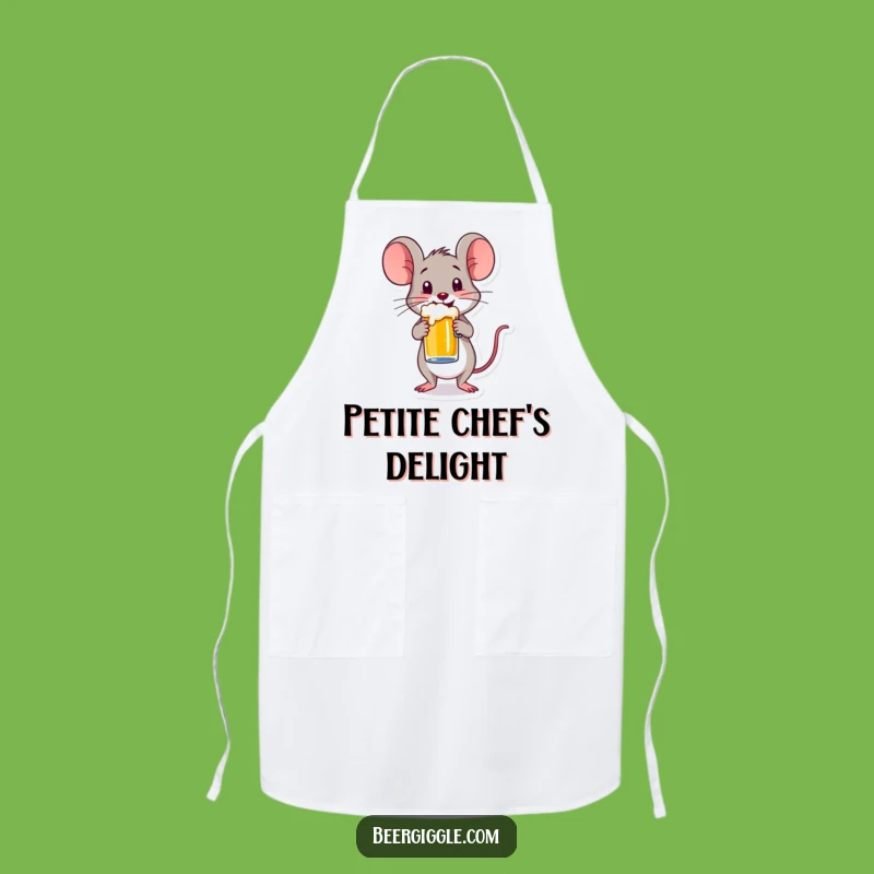 Funny Happy Mouse Beer Mug Apron - Adorable Kitchen Humor Gift