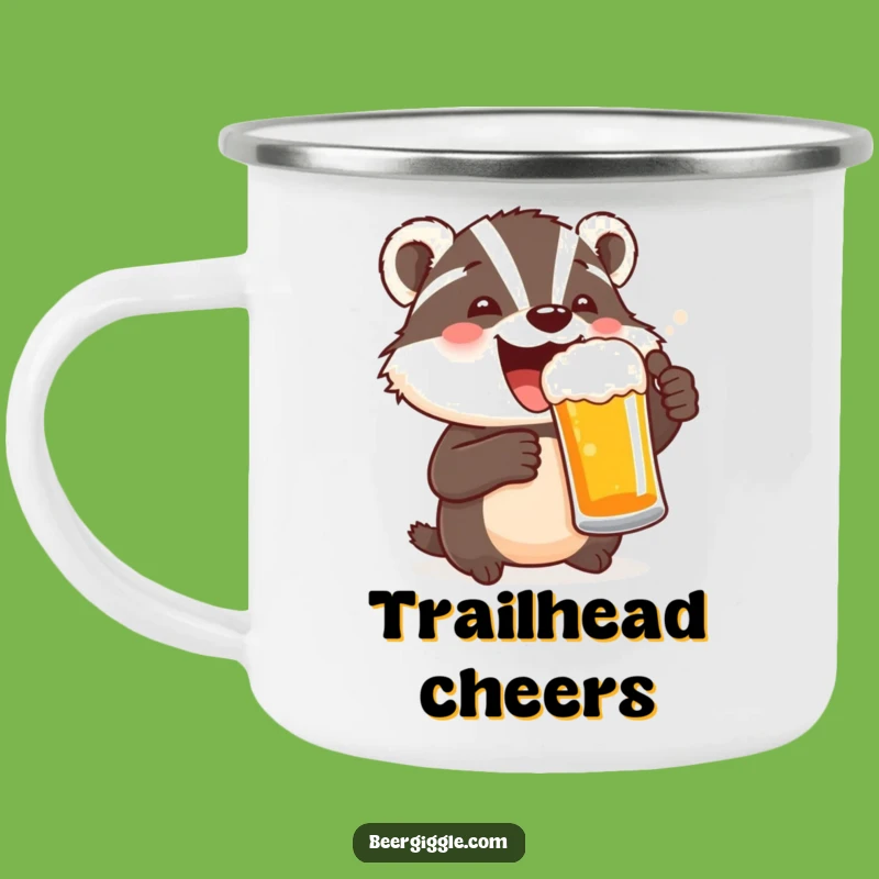 Funny Delighted Badger Beer Camping Mug - Toast to Adventure!