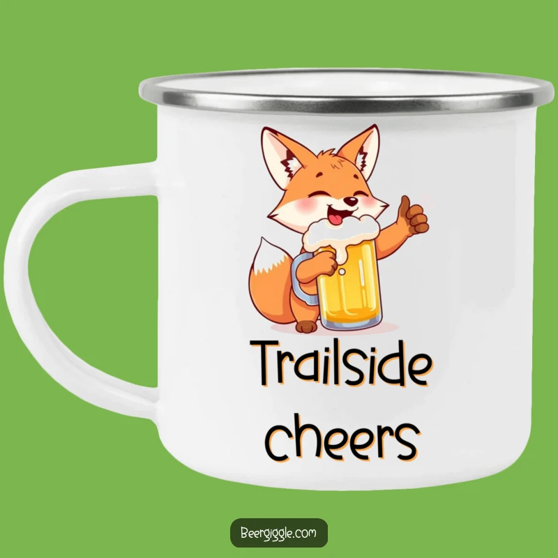 Funny Fox Beer High-Five Camping Mug: Rugged & Hilarious Outdoor Fun