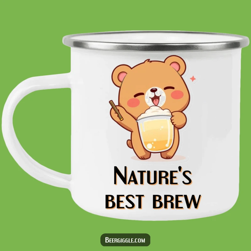 Funny Bear Winking Camping Mug: Hilarious Companion for Outdoor Fun
