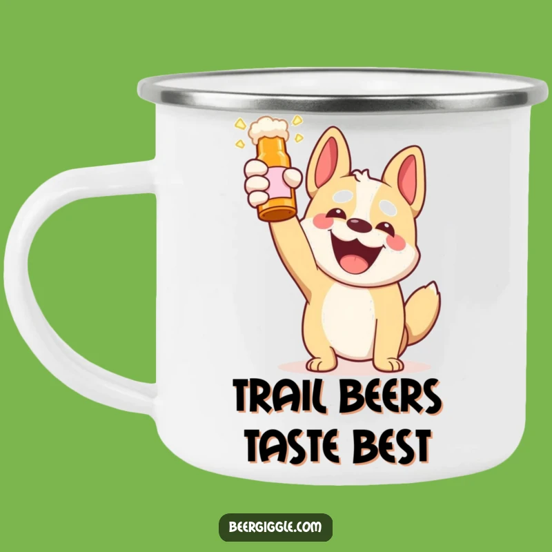 Funny Kawaii Dog Beer Toast Camping Mug - Adventure & Hilarious Sips!