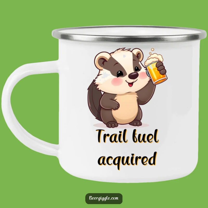 Funny Badger Camping Mug: Frothy Beer Adventure, Your Outdoor Funny Gift!