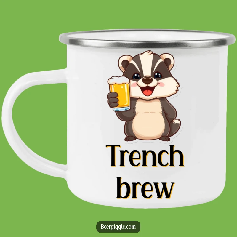 Funny Delighted Badger Beer Toast Camping Mug - Outdoor Celebration Gift