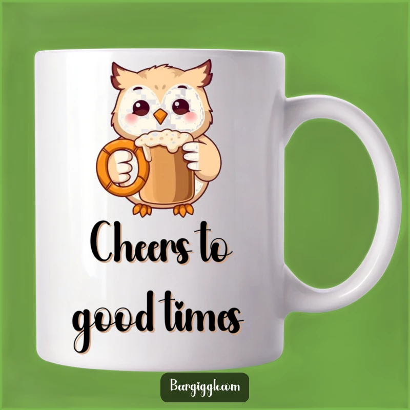 Funny Kawaii Owl Mug Gift: Happy Owl Clinks Pretzel Mug for Joyful Moments