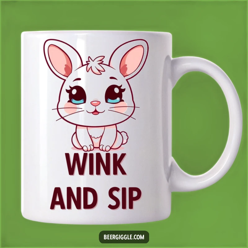 Funny Kawaii Bunny Mug: Winking Bunny Full Mug, Perfect Cute Funny Gift