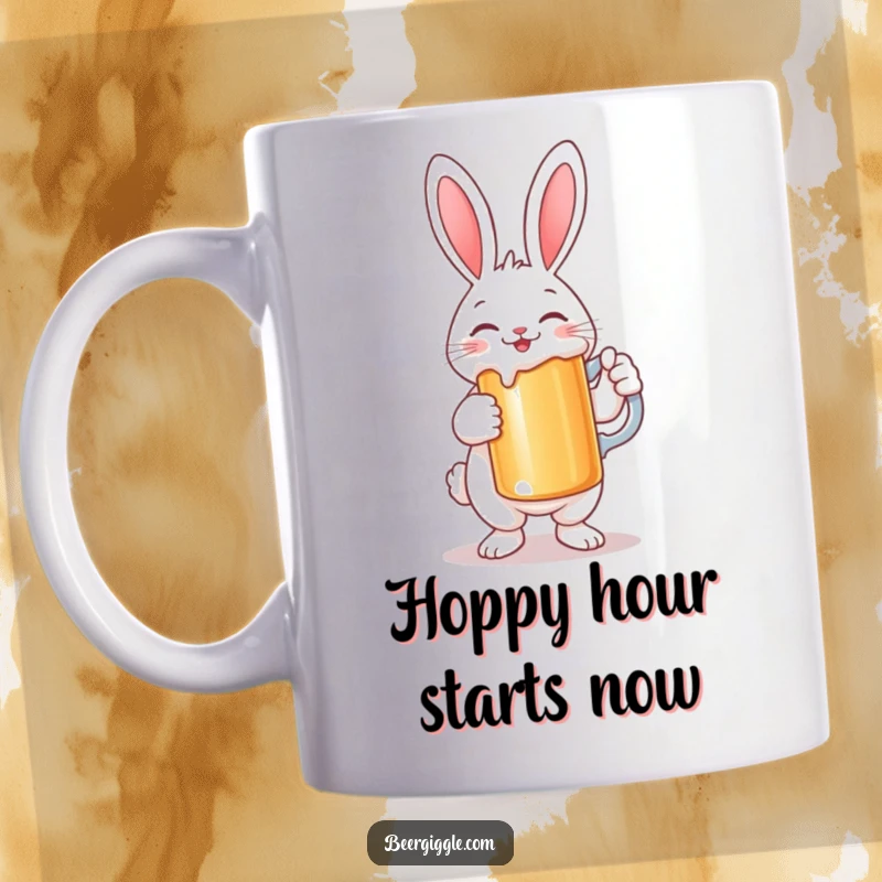 Funny Rabbit Mug: A smiling rabbit character cheerfully holding a large stein, ready for a good time.