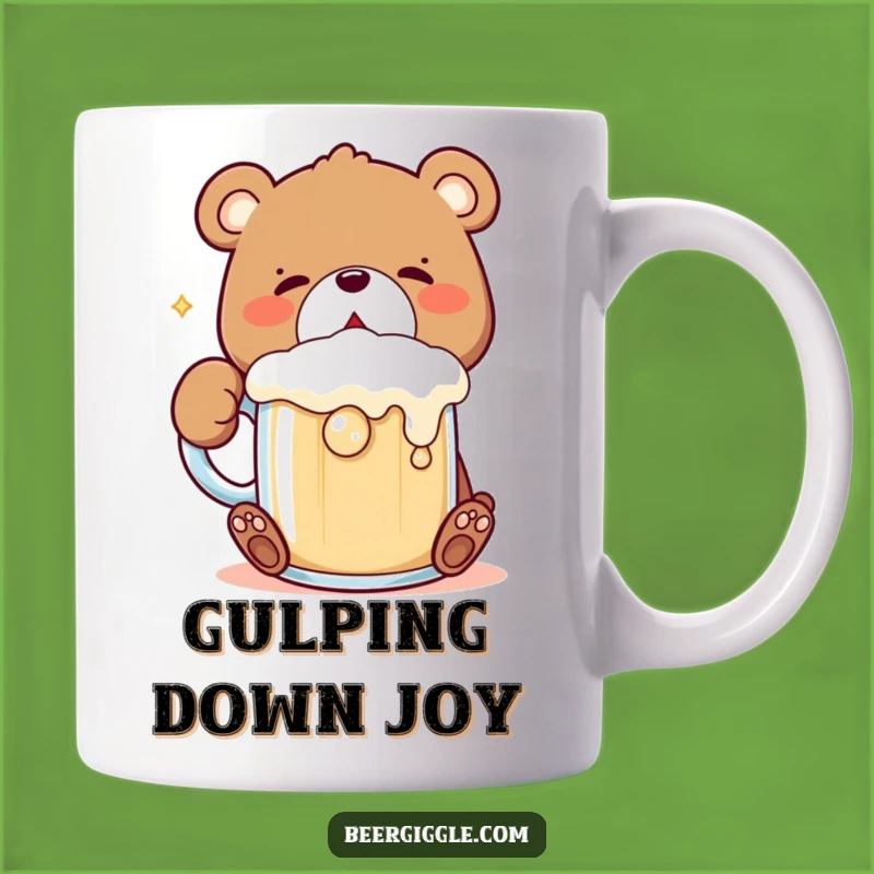 Funny Kawaii Bear Mug: Thirsty Bear Gulping Frothing Mug, Perfect Funny Gift