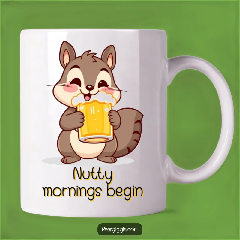 Funny Cheerful Squirrel Beer Mug - Humorous Gift for Nature Lovers