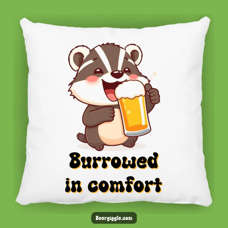 Funny Delighted Badger Beer Pillow - Cozy Comfort for Celebrations!