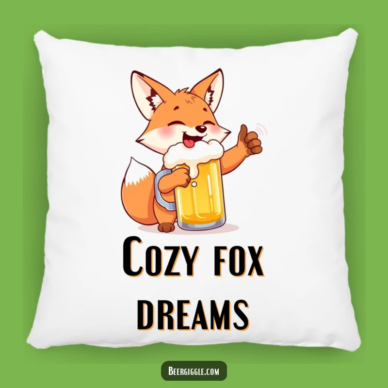 Funny Fox Beer High-Five Pillow: Cozy & Hilarious Comfort