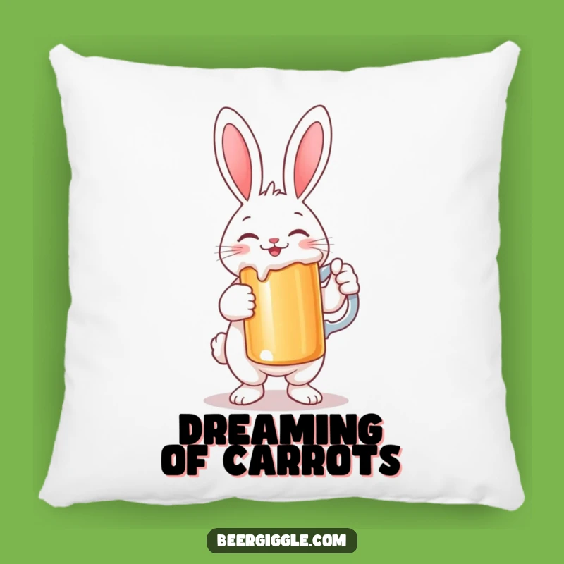 Funny Rabbit Stein Pillow: Smiling Character Holds Large Beer - Cozy Gift!