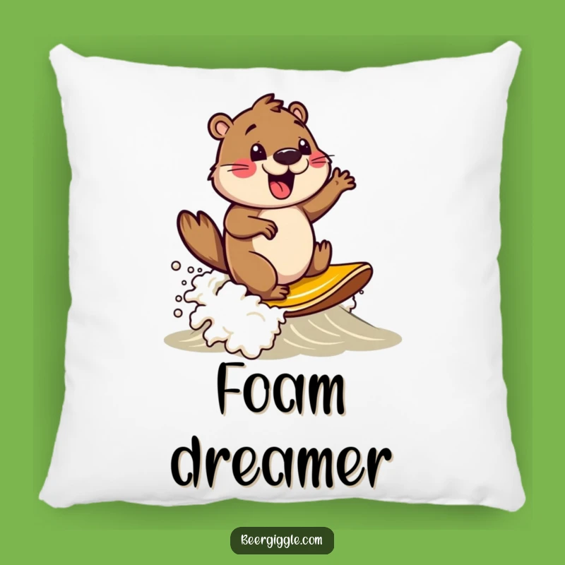 Funny Beaver Beer Pillow: Cozy Comfort with a Surfing Twist