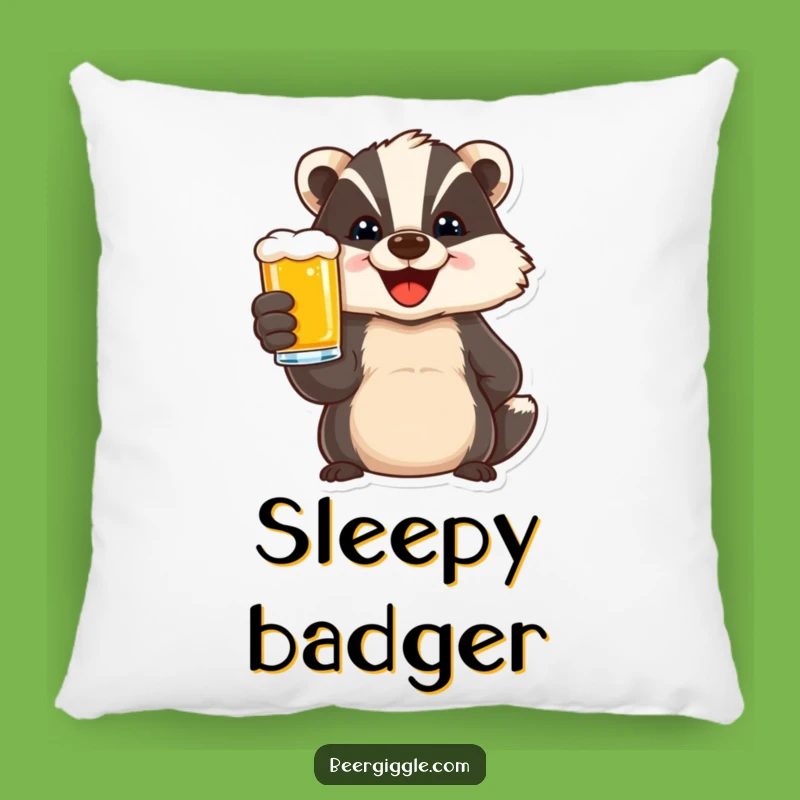 Funny Delighted Badger Beer Toast Pillow - Cozy Festive Decor Gift