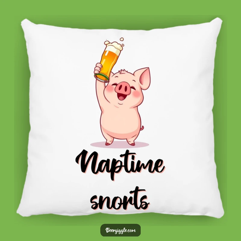 Funny Gleeful Pig Beer Bottle Pillow - Comfy & Hilarious Decor Gift