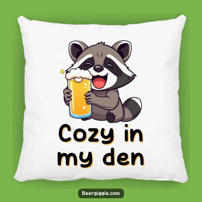 Funny Kawaii Raccoon Beer Delight Pillow: Comfy and Cheerful Decor