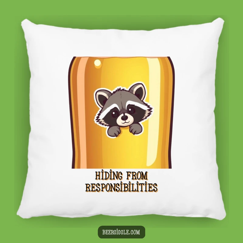 Funny Raccoon Beer Pillow: Cozy Comfort with a Hint of Shenanigans