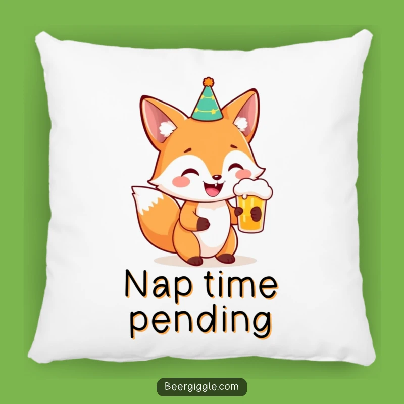 Funny Fox Party Beer Pillow: Cozy and Hilarious Decor for Celebration