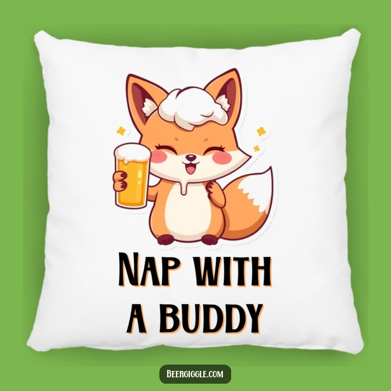 Funny Kawaii Fox Beer Wink Pillow: Comfy & Hilarious Decor Accent
