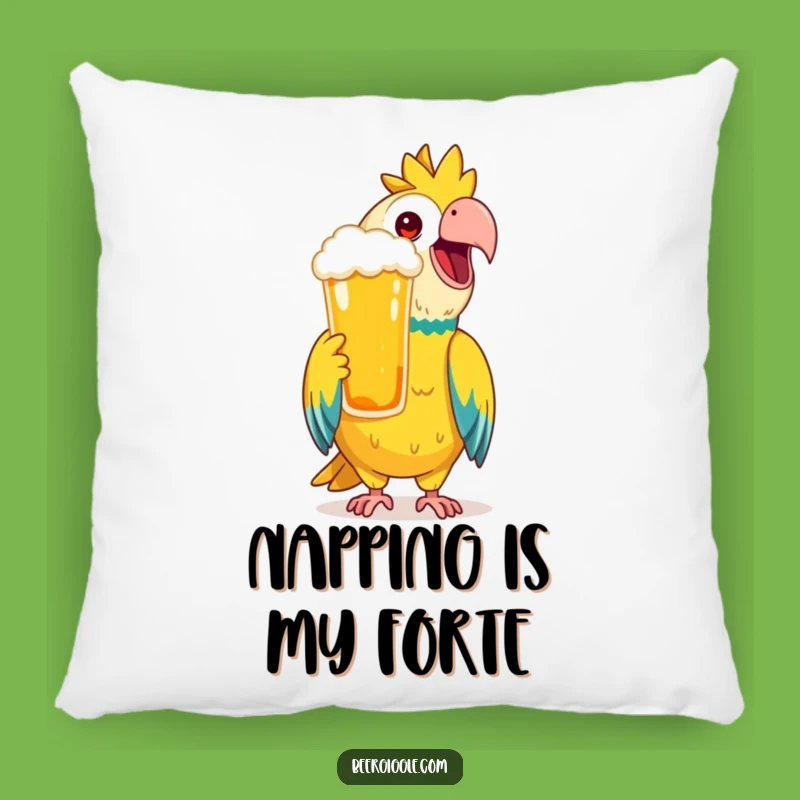 Funny Parrot Pillow: Toasting Comfort Cushion, A Tropical Funny Gift!