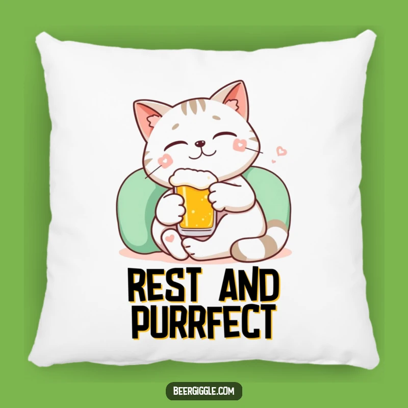 Funny Kawaii Cat Beer Relax Pillow: Comfy and Serene Decor