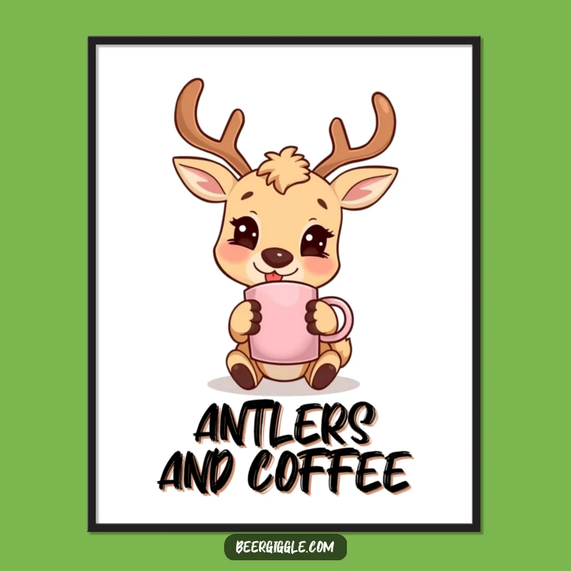 Funny Deer Antler Digital Print: Instant Joy for Your Walls