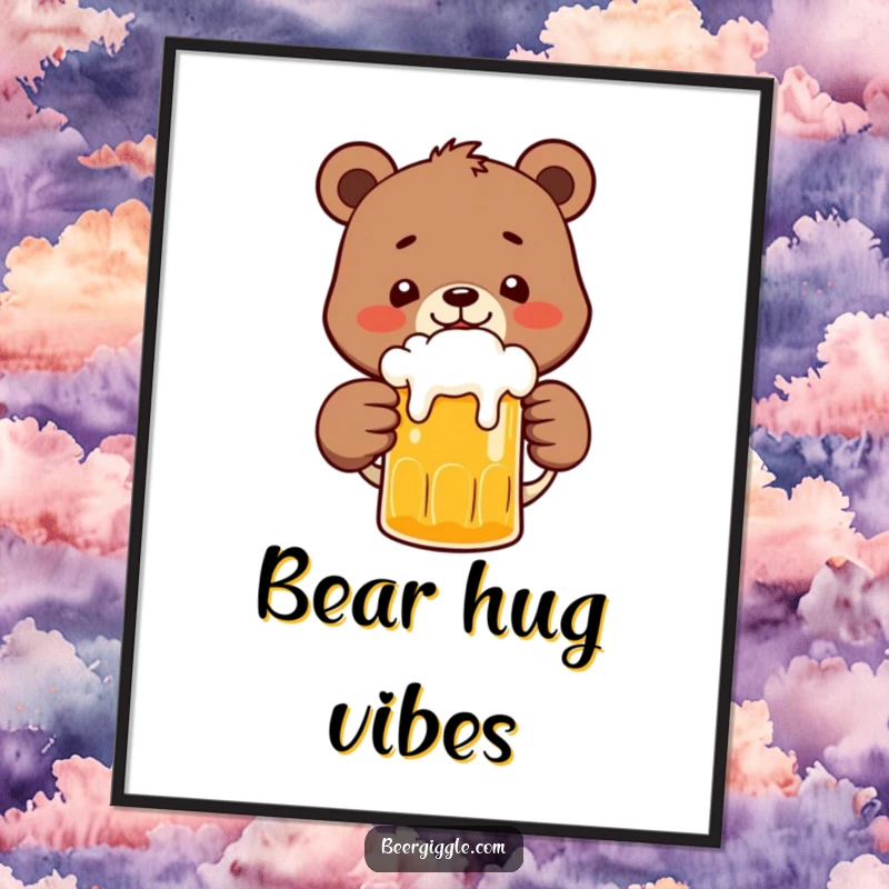 Funny Bear Digital Art: A happy bear character clinking a frothy beer mug, ready to bring humor to any digital display.