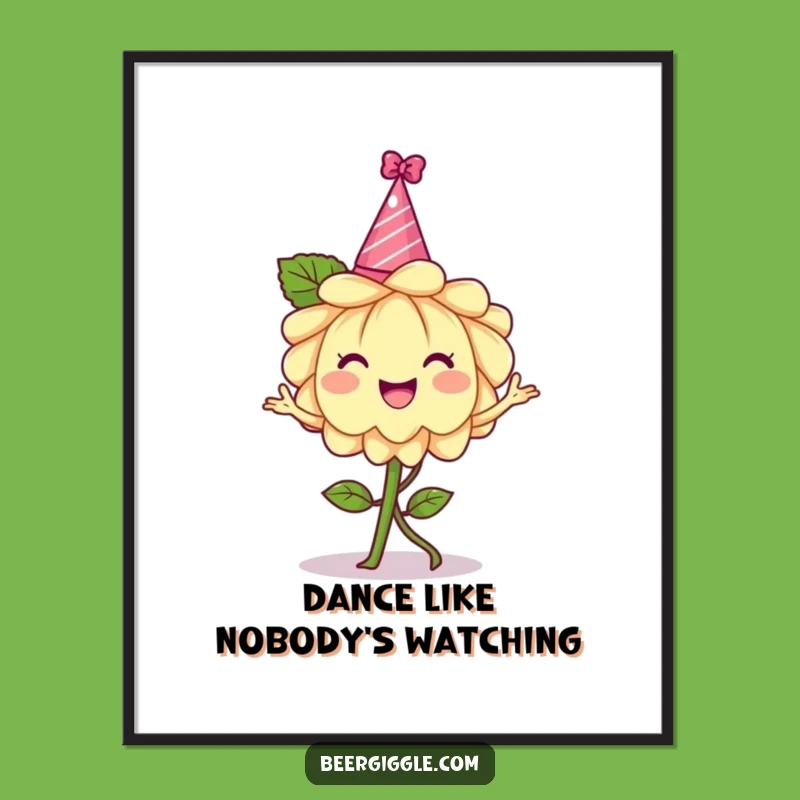 Funny Hops Flower Party Digital Art - Instant Download for Cheerful Decor