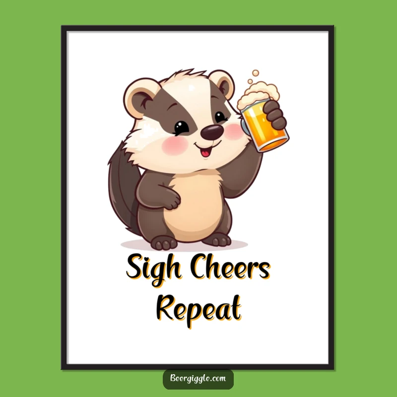 Funny Badger Digital Art: Beer Stein Bliss Instant Download, A Funny Gift!