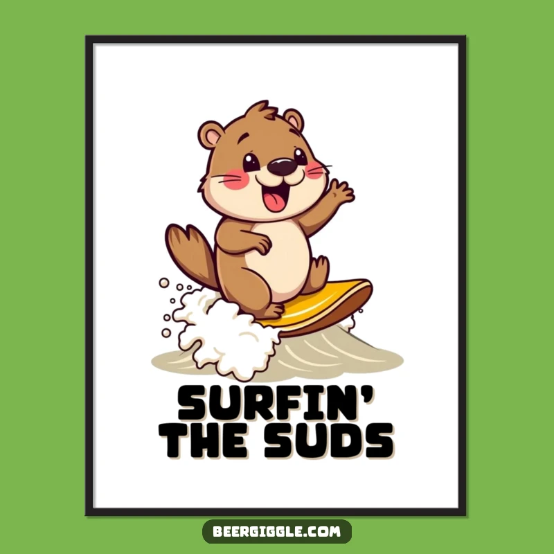 Funny Beaver Beer Digital Print: Instant Fun for Your Walls