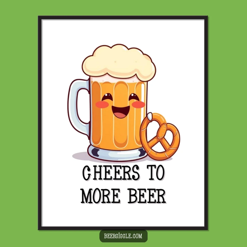 Funny Beer Mug Toasting Pretzel Digital Art - Instant Humor Download for Walls