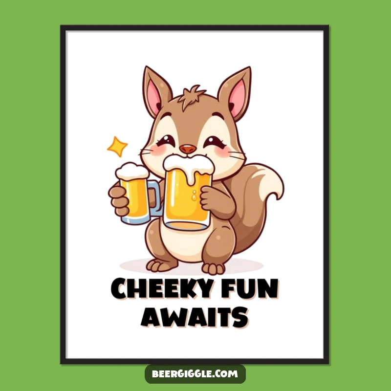 Funny Cheerful Squirrel Beer Digital Art - Instant Woodland Cheer!