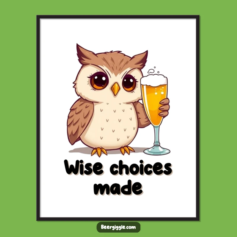 Funny Curious Owl Beer Digital Art - Instant Whimsy for Your Walls!