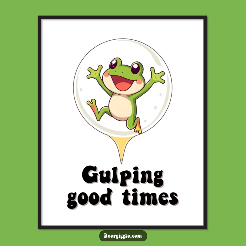 Funny Frog Beer Digital Print: Instant Joyful Decor for a Laughing Space