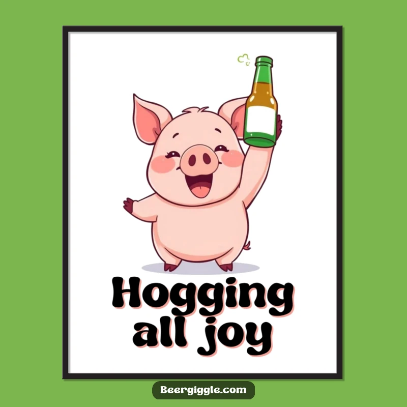 Funny Gleeful Pig Beer Digital Art - Instant Party Vibes!