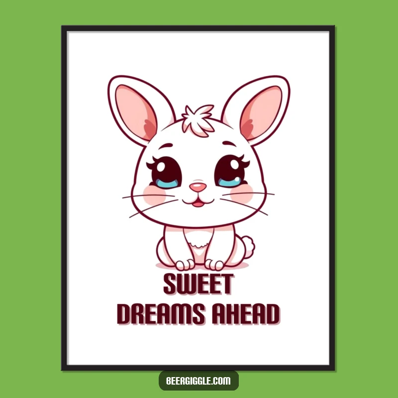 Funny Kawaii Bunny Digital Art: Printable Bunny Winking Mug, Instant Gift