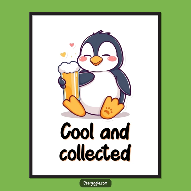 Funny Kawaii Penguin Beer Digital Art - Instant Chill & Hilarious Decor!
