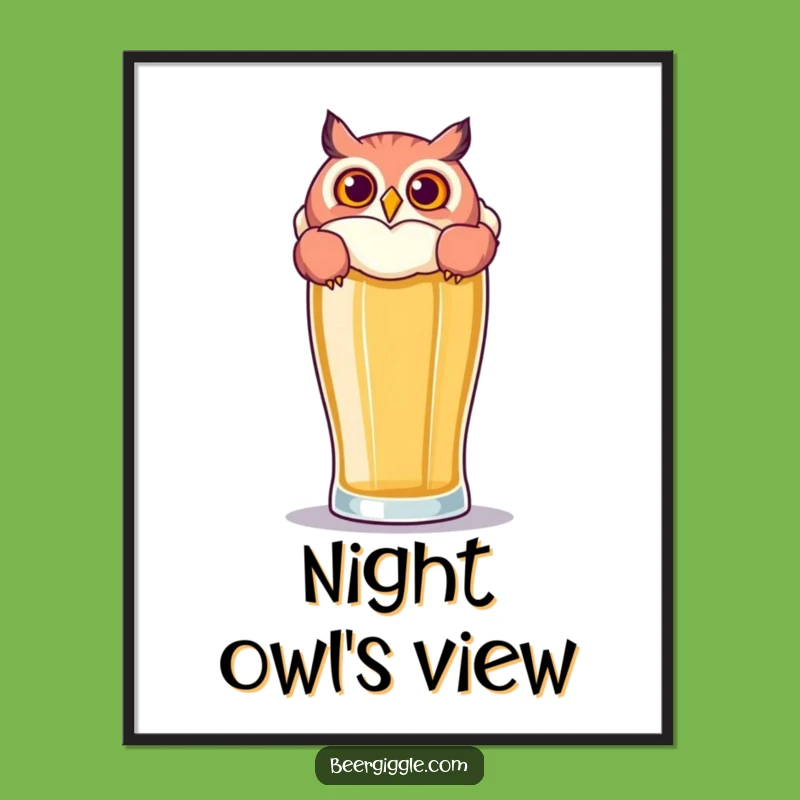 Funny Owl Beer Digital Art: Hilarious Printable for Whimsical Decor