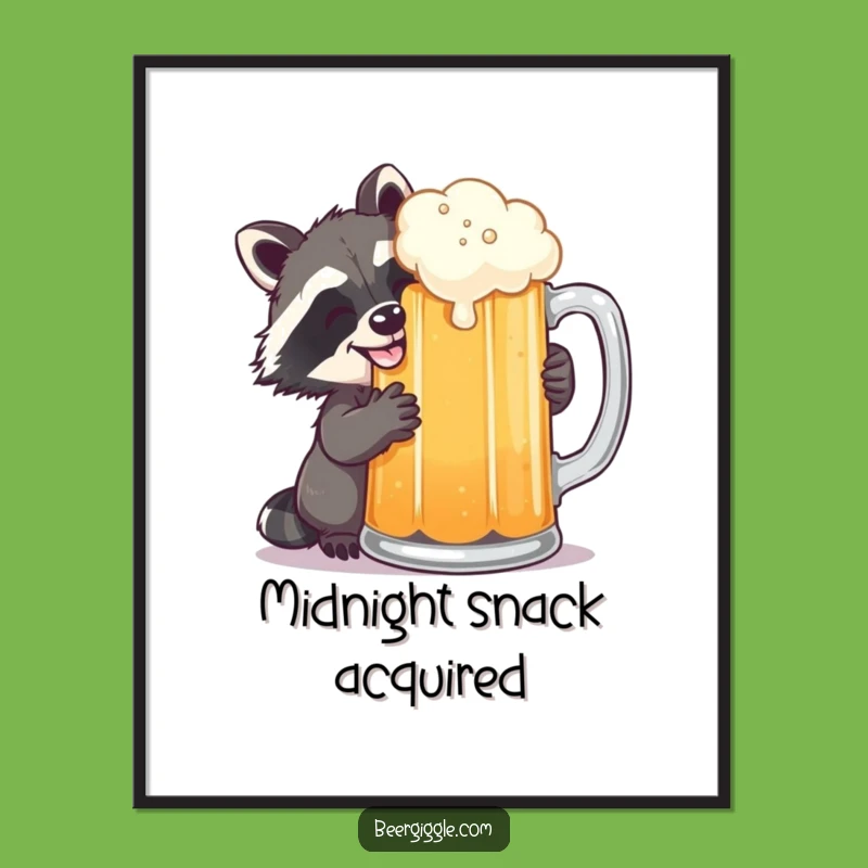 Funny Raccoon Beer Digital Art: Hilarious Printable Decor for Sneaky Souls