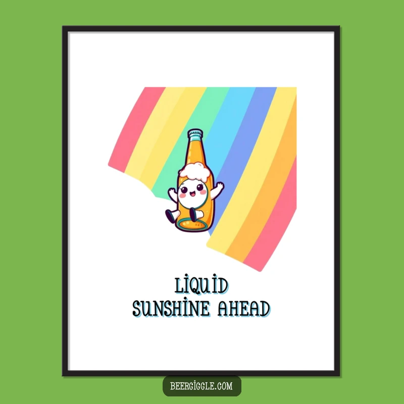 Funny Kawaii Beer Digital Art: Sliding Character Decor, Instant Download Gift