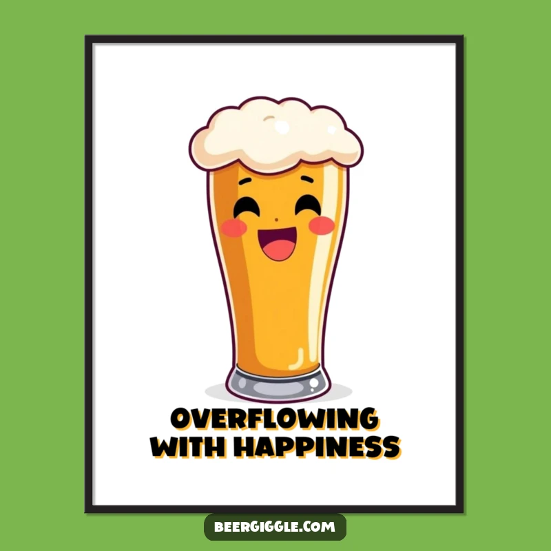 Funny Pint Glass Overflowing Beer Digital Art - Instant Download for Bar Decor
