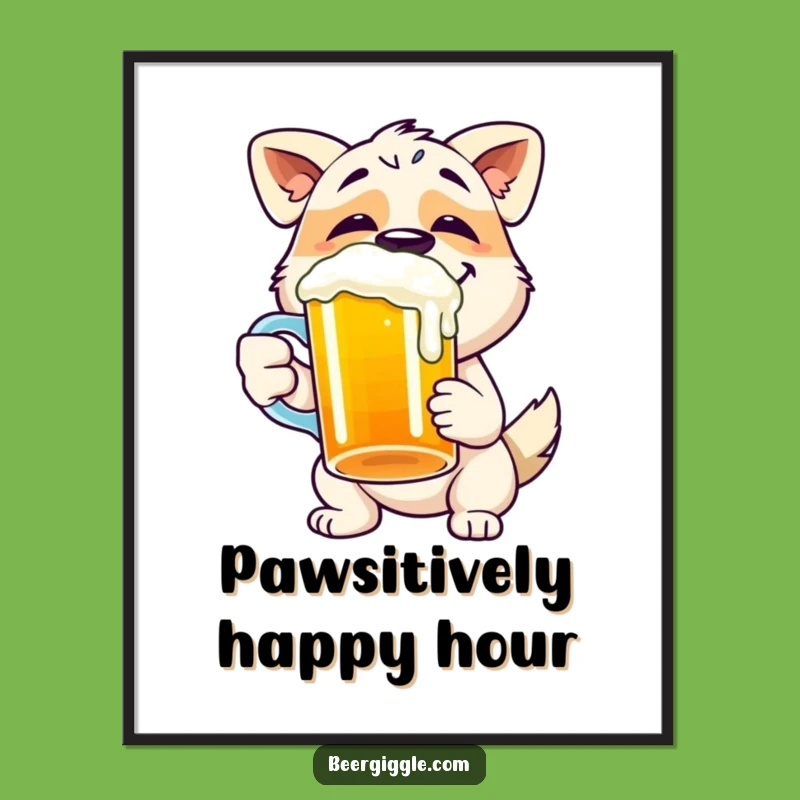 Funny Dog Digital Art - Happy Pup Beer Mug Print for Instant Smiles