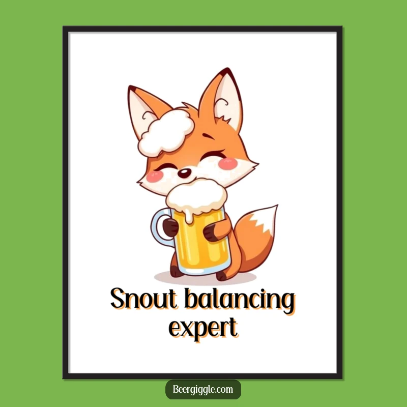 Funny Fox Beer Digital Art: Hilarious Printable Decor for Tricksters