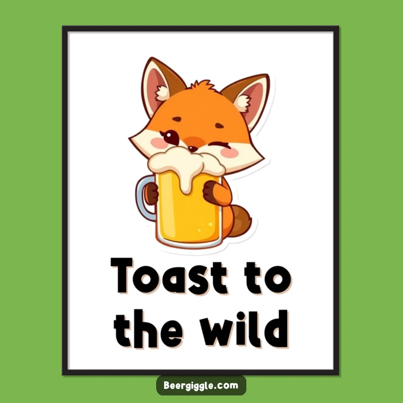 Funny Fox Digital Art - Winking Vixen Beer Print for Instant Wit
