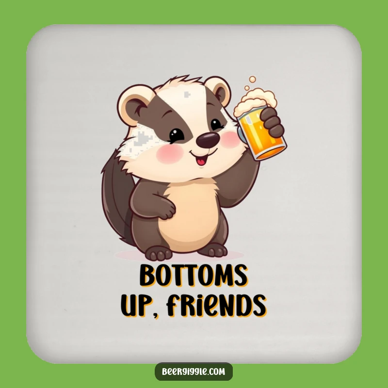 Funny Badger Coaster Set: Protect Surfaces with Beer Joy, A Funny Gift!