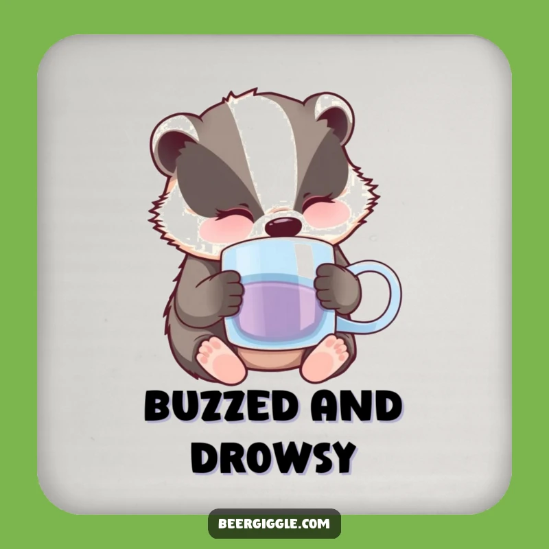 Funny Sleepy Badger Coasters: Protect Surfaces with Calm Drink Art